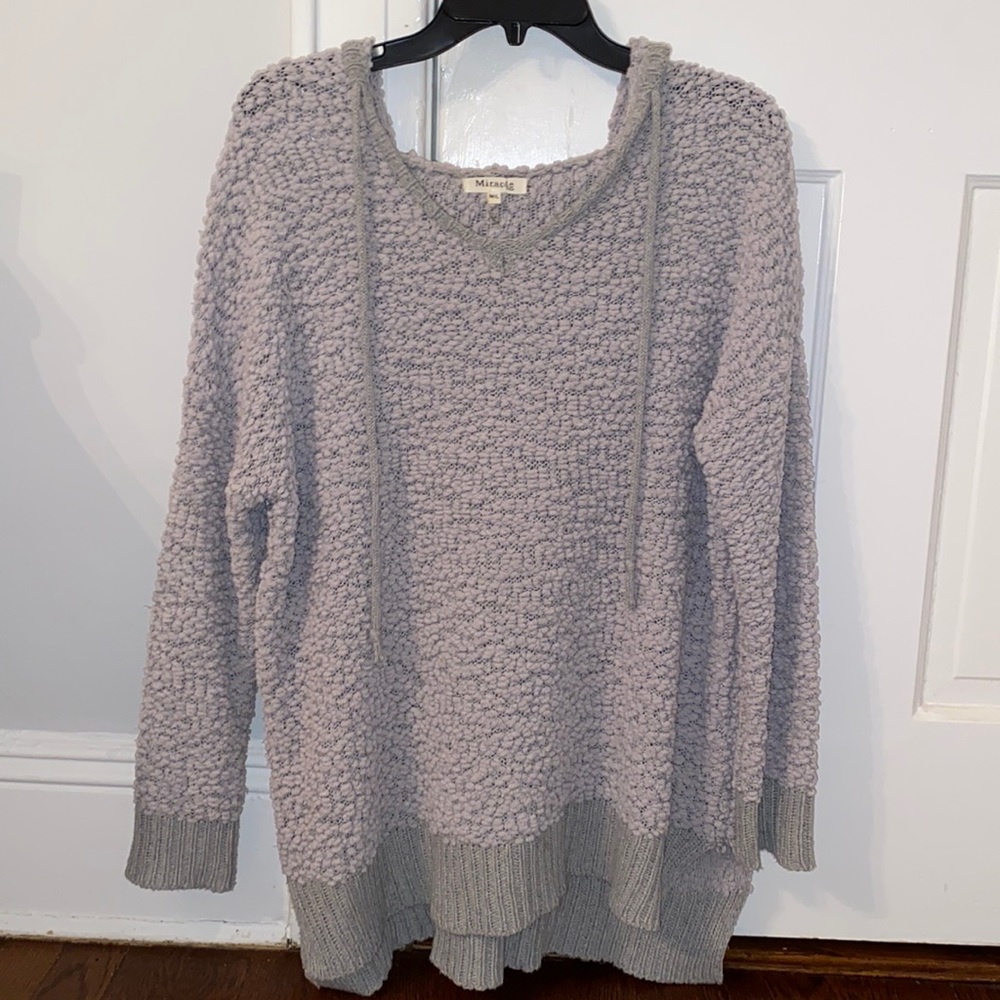 Miracle grey sherpa knit hoodie size M/L